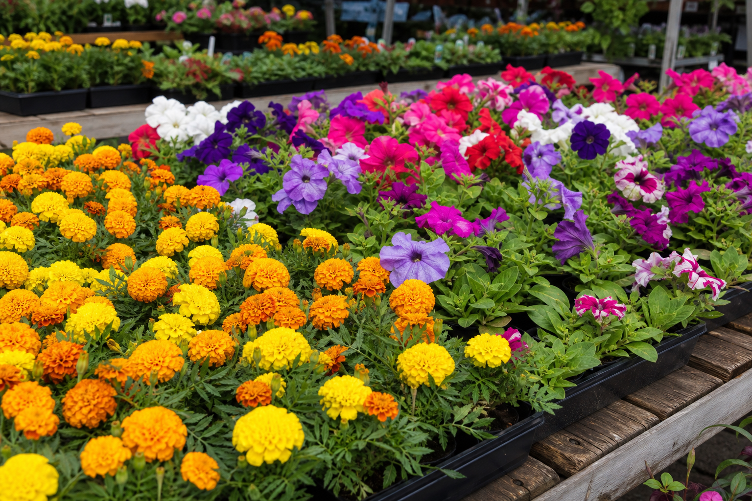 Seasonal bedding plants in flower trays